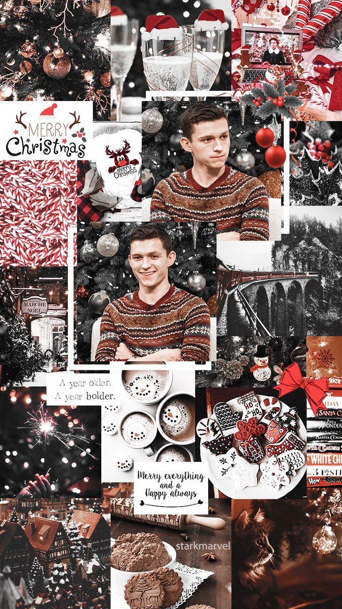Tom Holland Christmas Collage iPhone Wallpaper with high-resolution 1080x1920 pixel. You can use this wallpaper for your iPhone 5, 6, 7, 8, X, XS, XR backgrounds, Mobile Screensaver, or iPad Lock Screen - Tom Holland