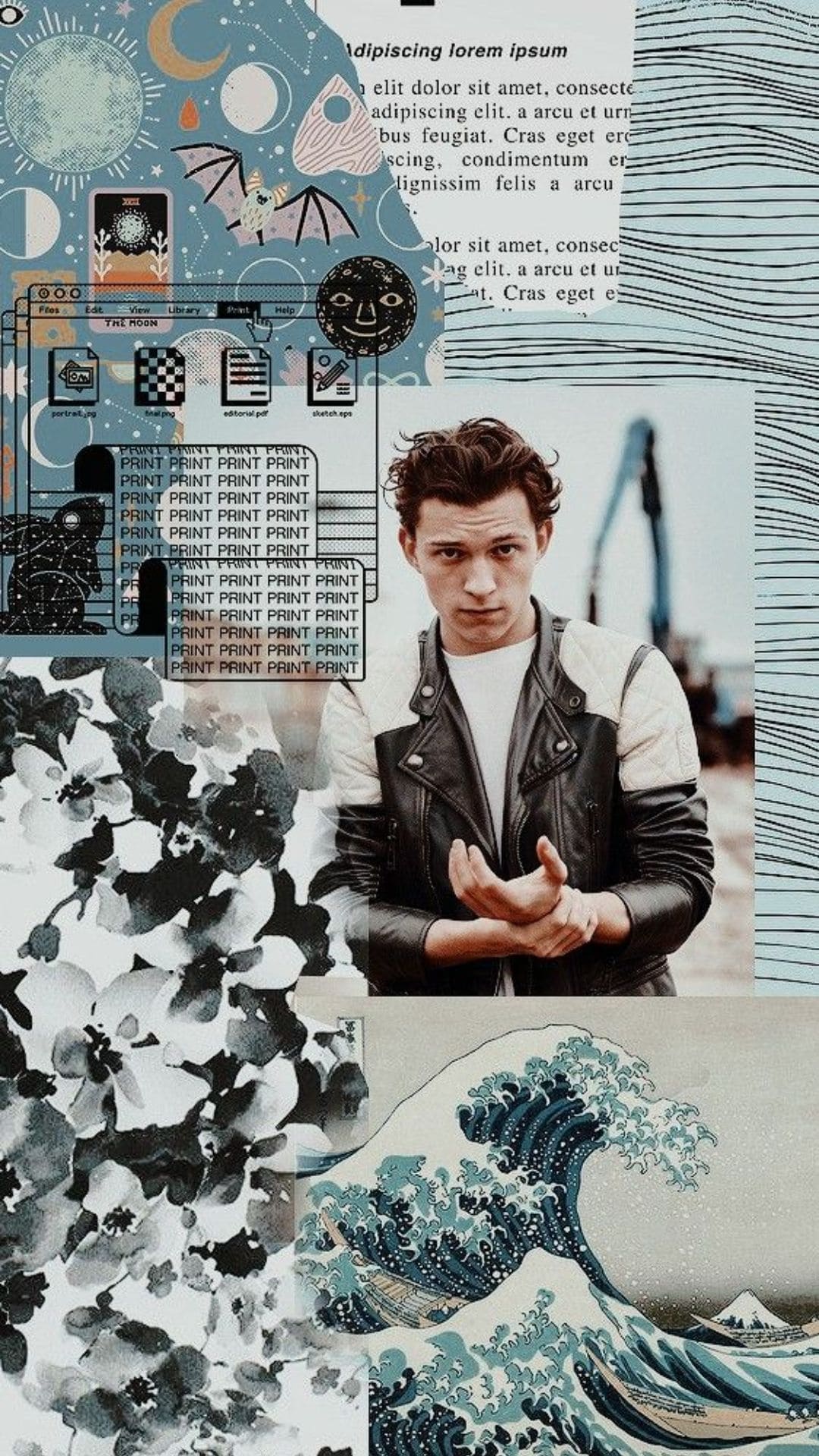 A collage of pictures with the man in it - Tom Holland