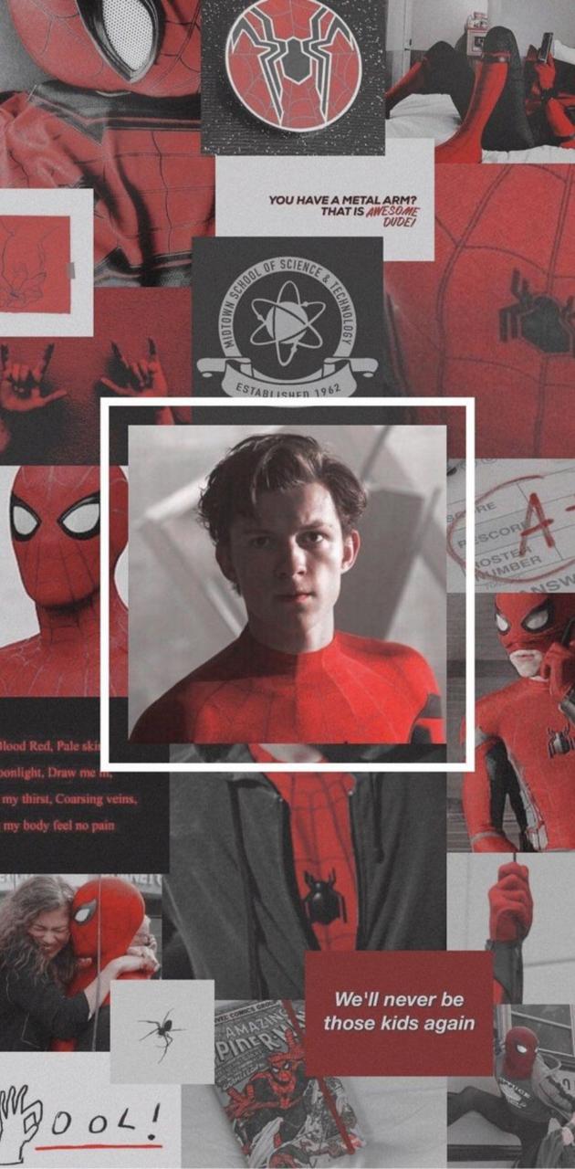 Spiderman red aesthetic wallpaper for phone background - Tom Holland