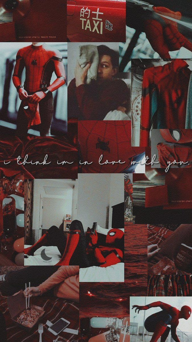 Aesthetic spiderman collage wallpaper for phone. - Tom Holland
