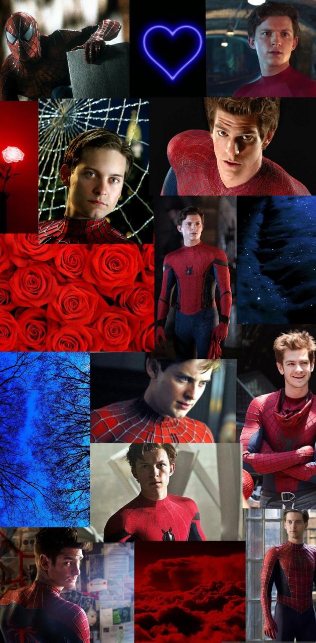 Spiderman collage with pictures of Andrew Garfield as Spiderman - Tom Holland
