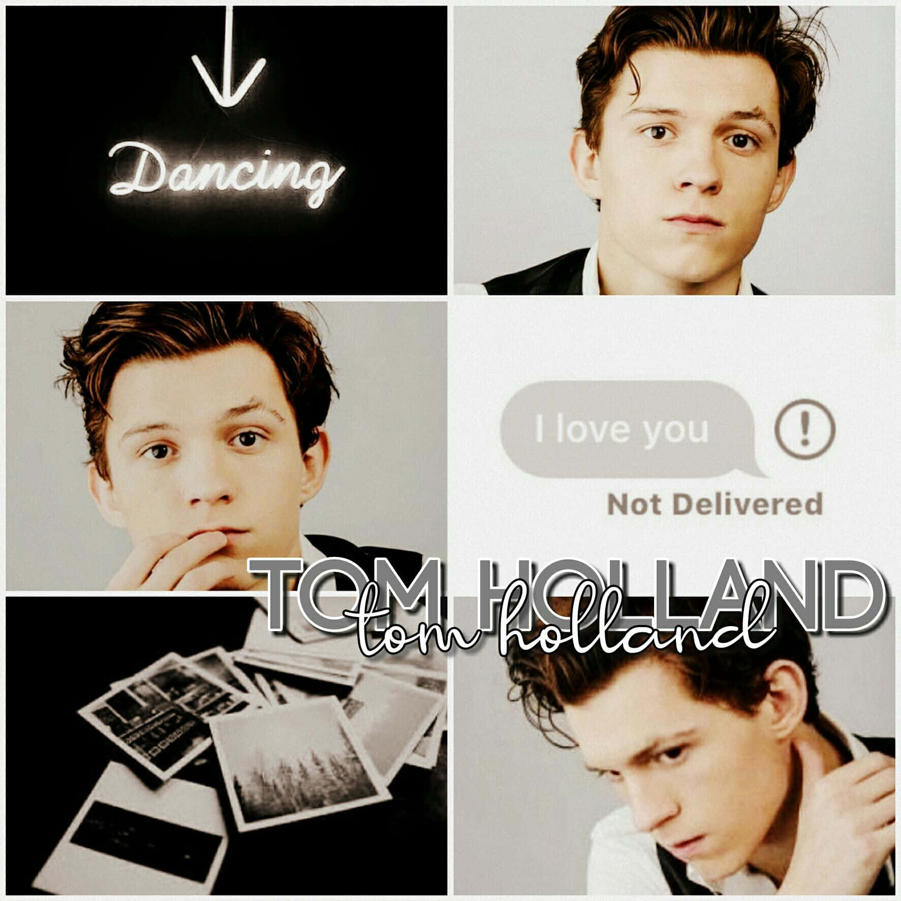 A collage of pictures with the words tom holland - Tom Holland