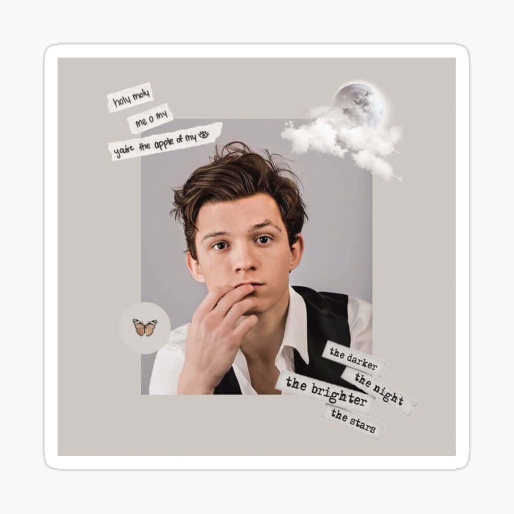 A boy with an image of him sticker - Tom Holland
