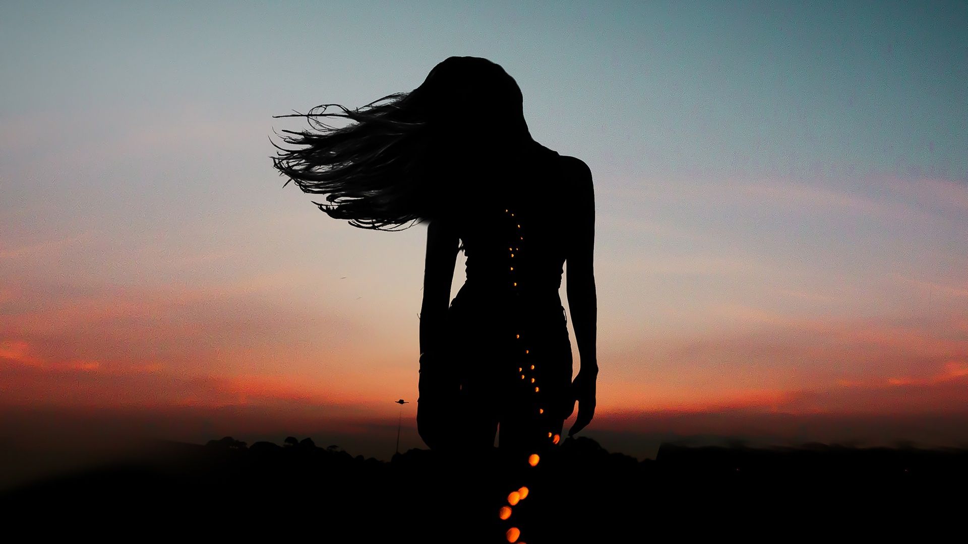 A woman is standing in front of the sunset - Photography, 1920x1080