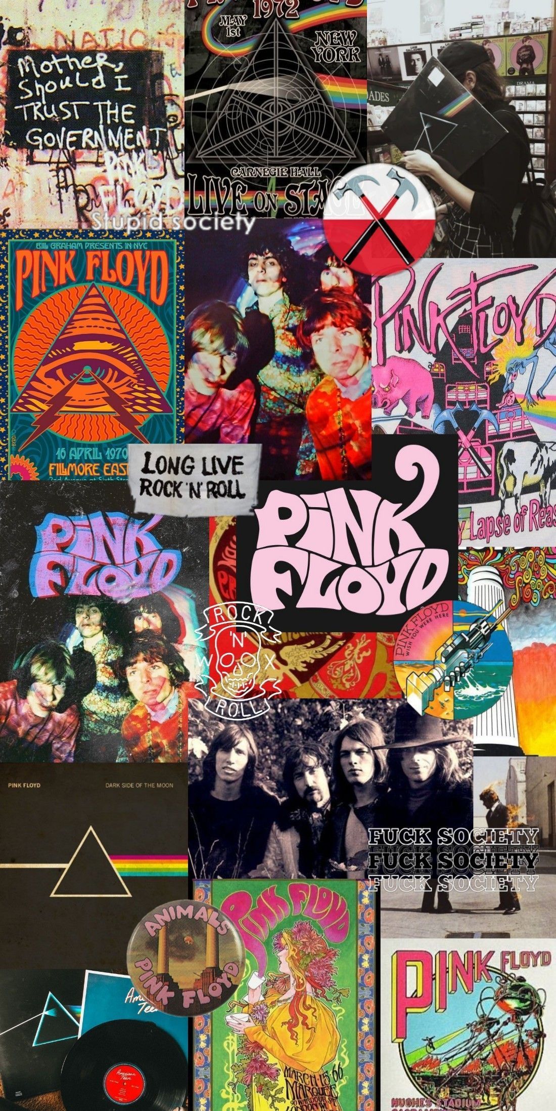 Pink Floyd. Hippie wallpaper, Pink floyd wallpaper, Rock collage