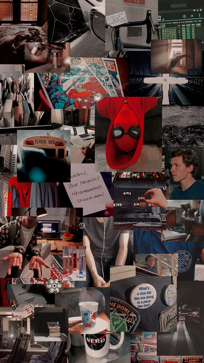 A collage of pictures with spiderman in them - Tom Holland