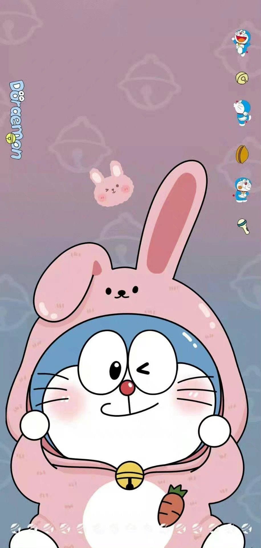 Download Pink Bunny Costume Doraemon iPhone Wallpaper