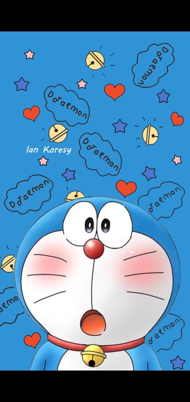 A cartoon character with stars and hearts - Doraemon