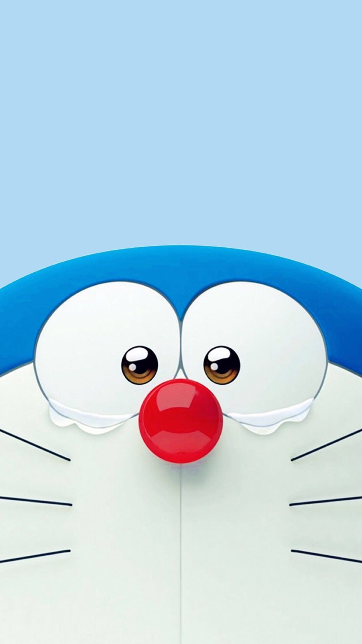 A close up of the face on an ipad - Doraemon