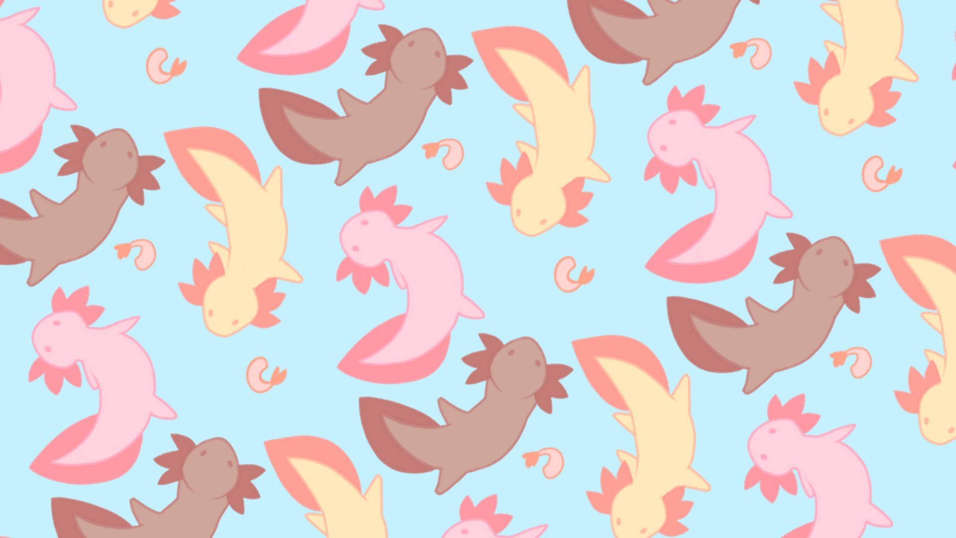 Download Cute Aesthetic Pc Axolotl Pattern Wallpaper