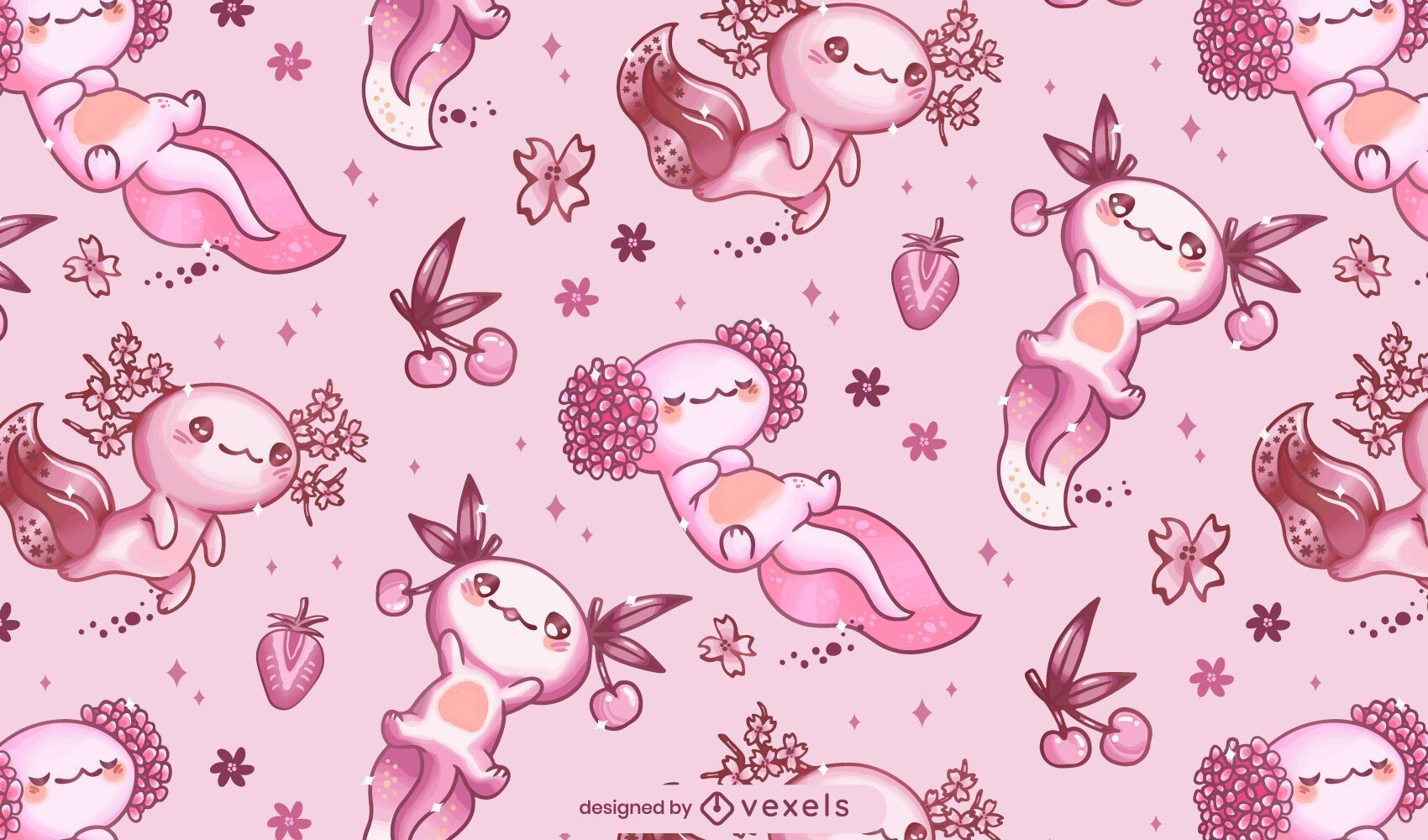 Cute axolotls pattern design - Axolotl