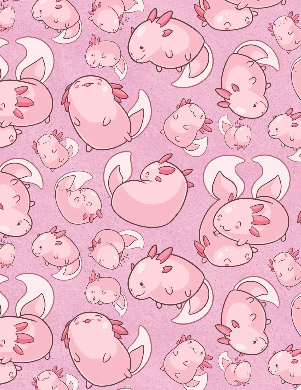 A pattern of pink axolotls, which are a type of salamander. - Axolotl