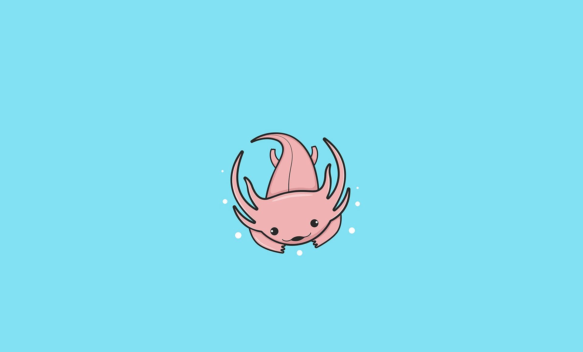 A cute pink fish on blue background - Axolotl