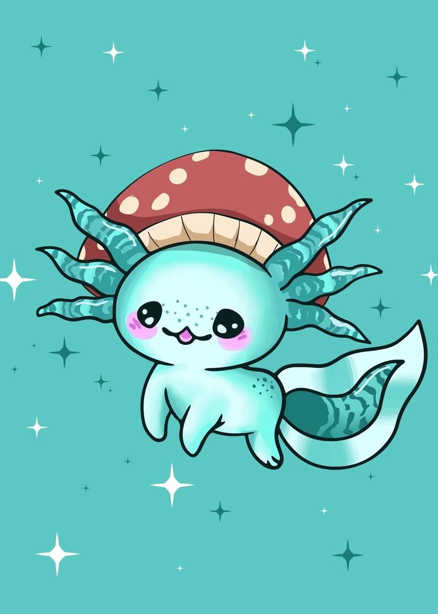 Cute Kawaii Axolotl' Poster