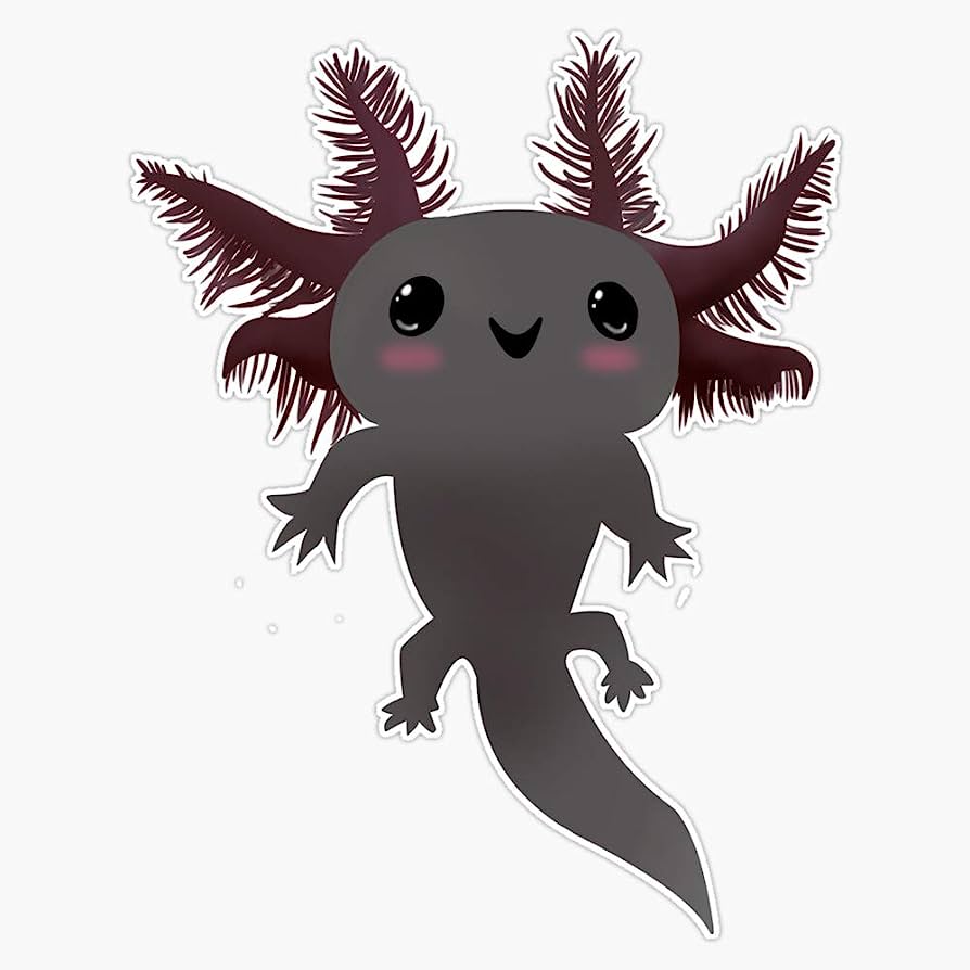 A cute little lizard with long hair sticker - Axolotl