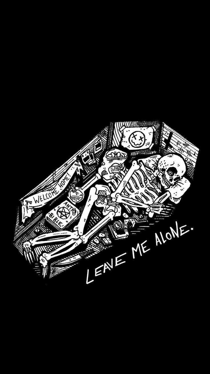 A skeleton in the ground with text that says lene me alive - Punk, witch