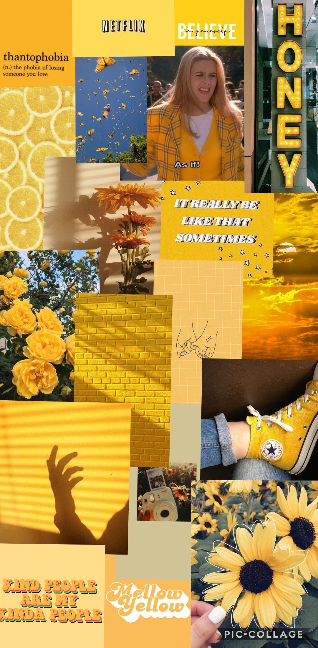 A collage of pictures with yellow and pink - Yellow