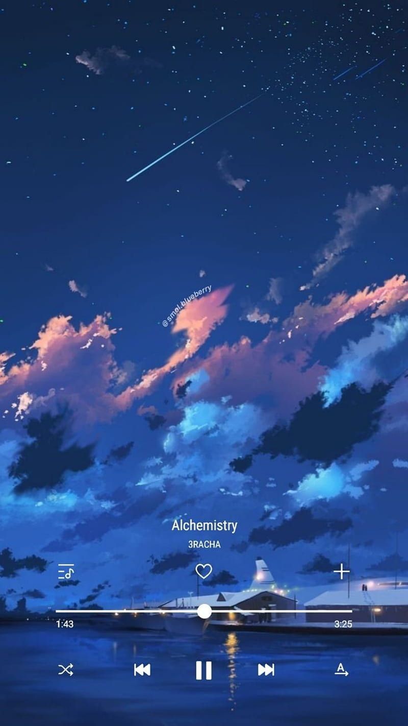 Anime, aesthetic, blue, music, HD phone wallpaper