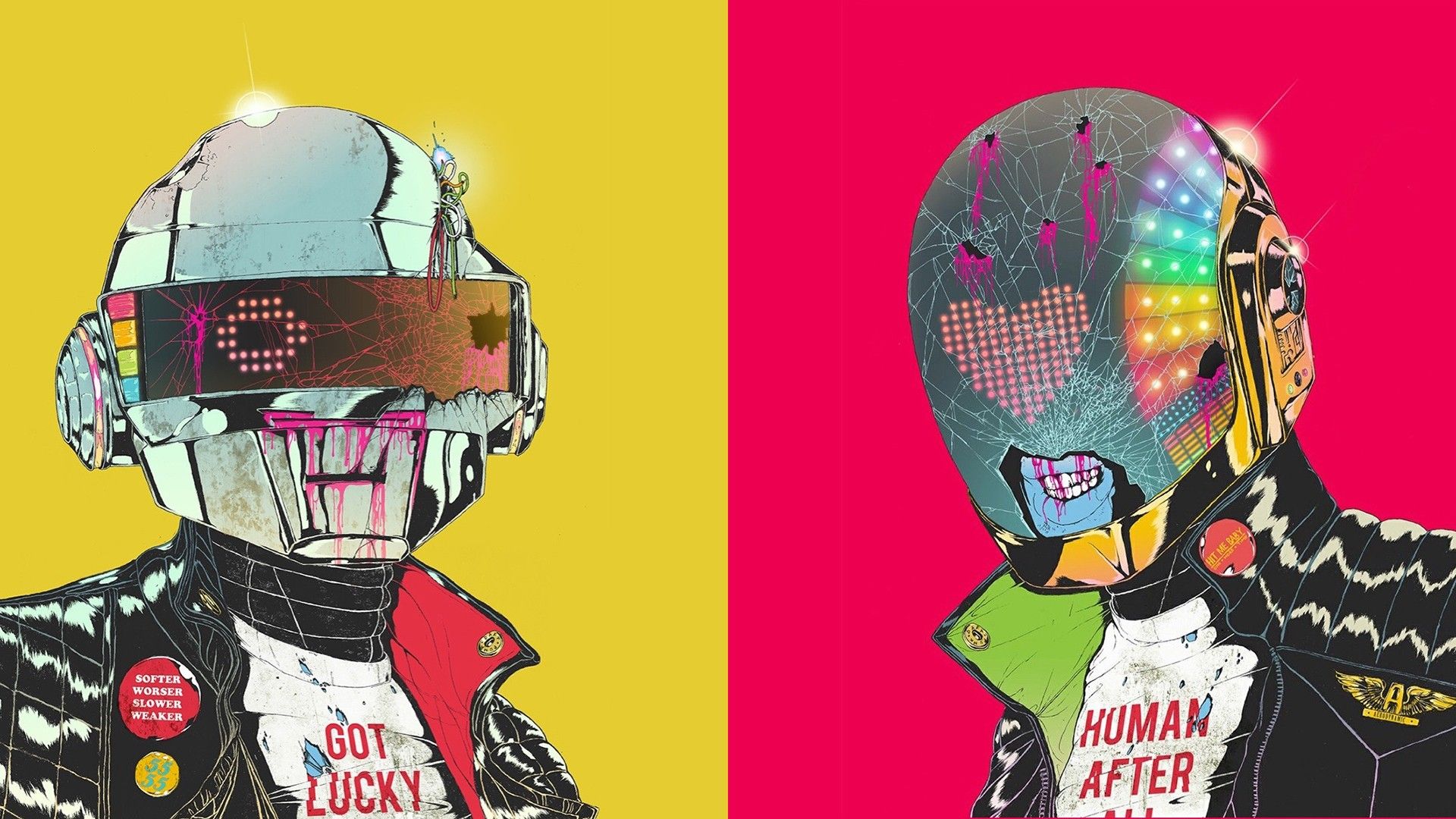 A poster with two different images of people - Punk