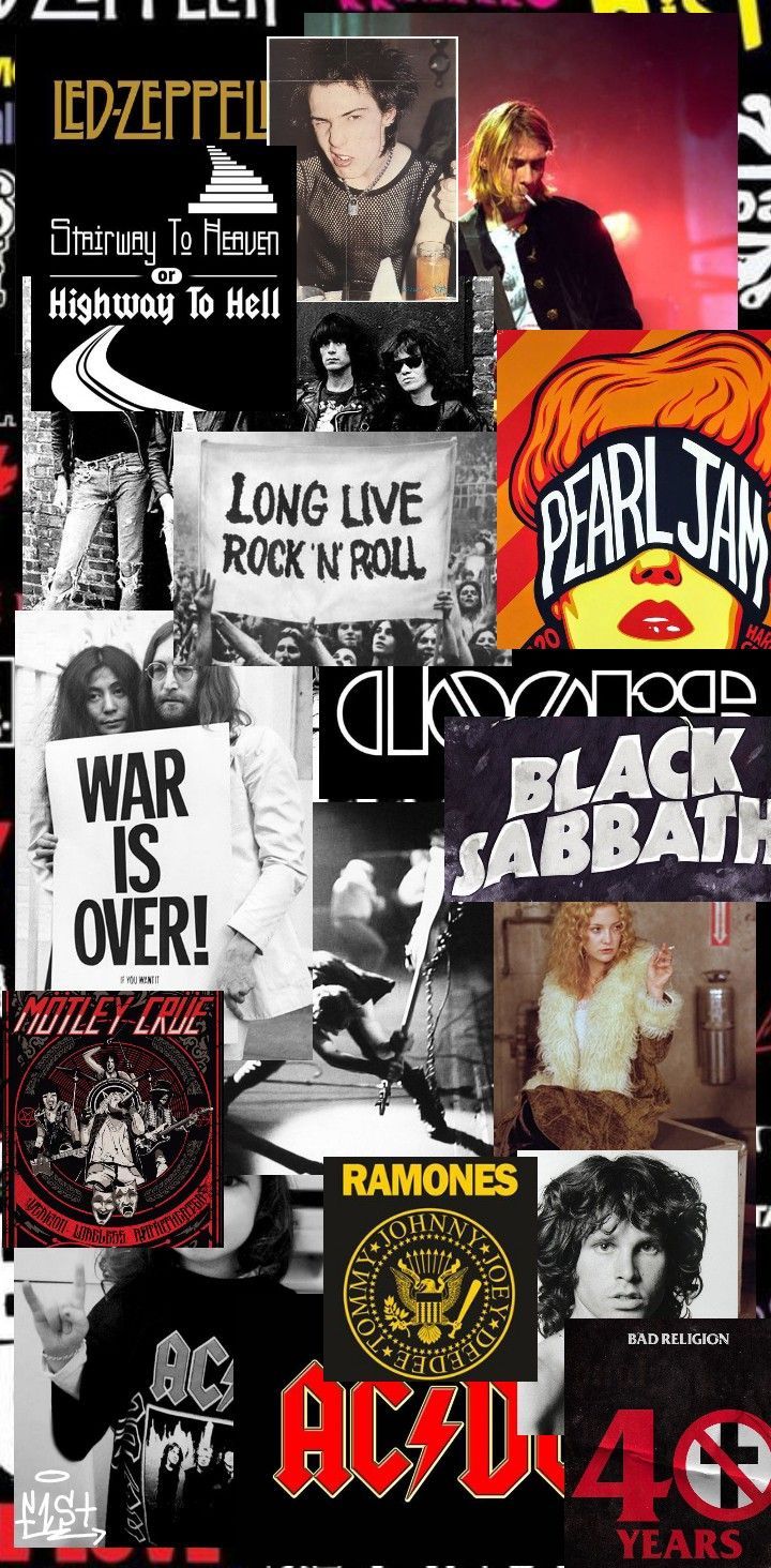 A collage of rock band posters - Punk, rock