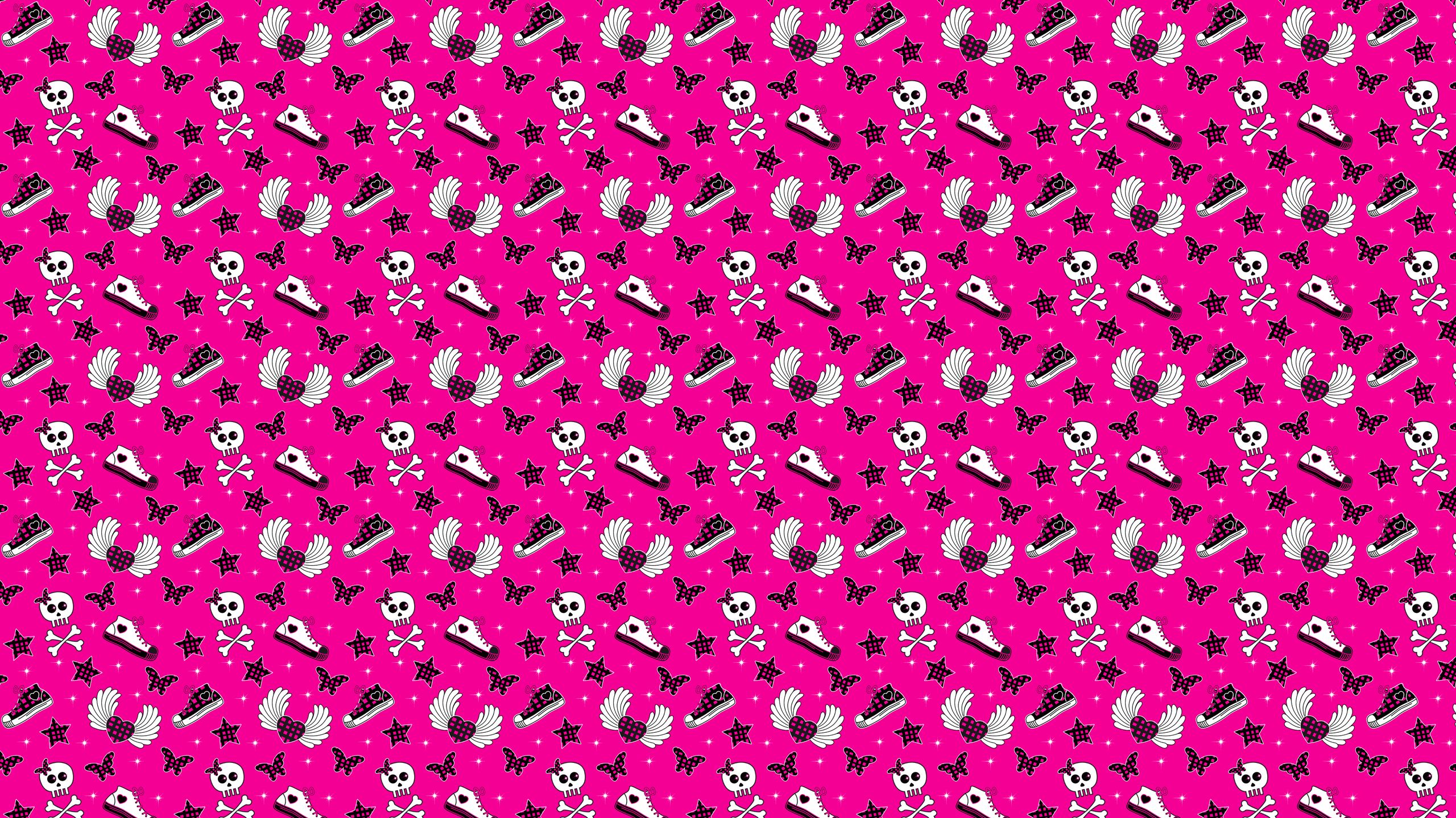 A pink pattern with white dots and lines - Punk