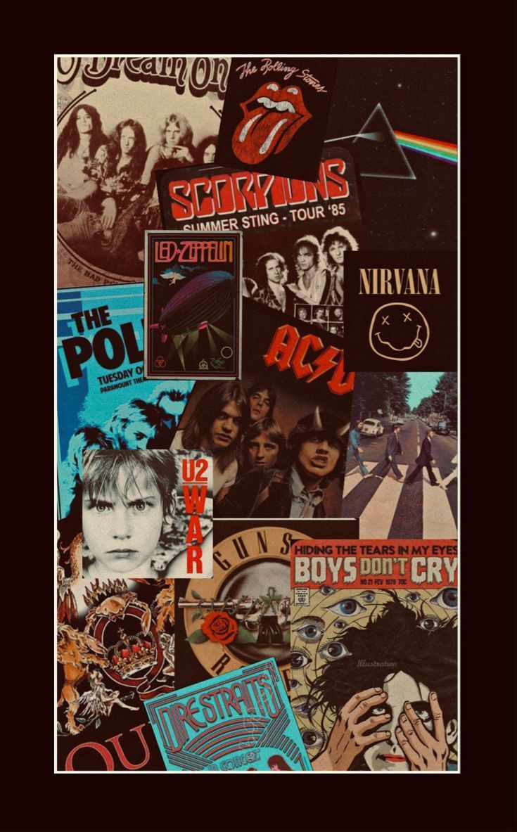 Various band posters on a wall - Rock