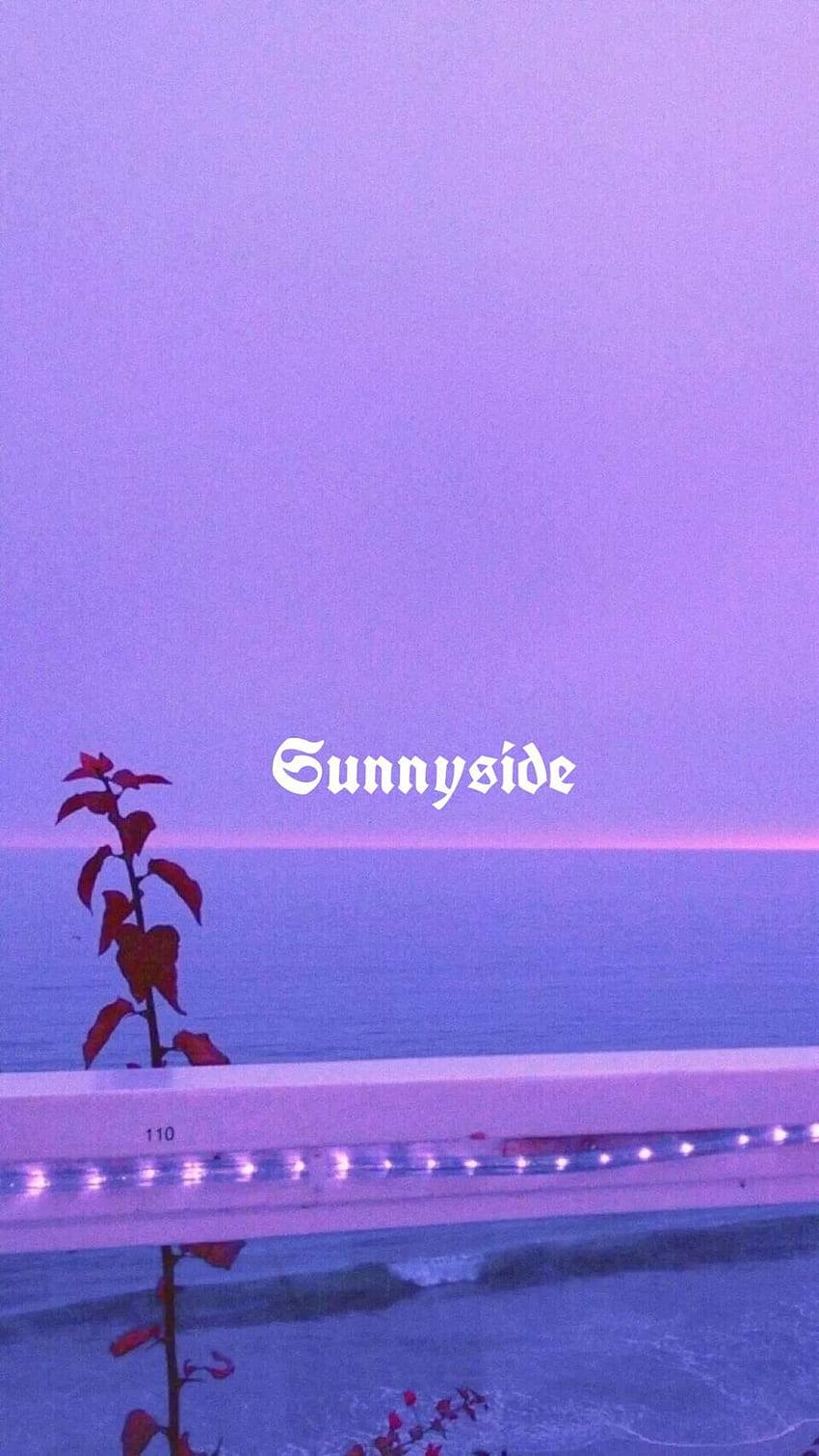 Aesthetic phone background of a purple sunset with the word 