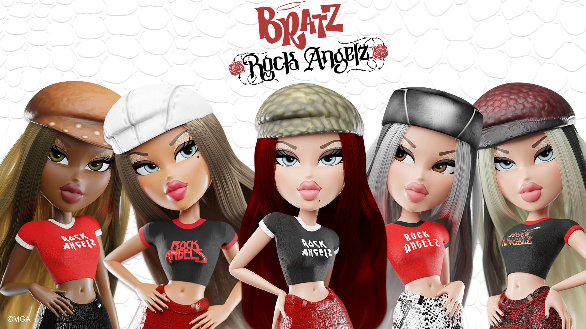 A group of four dolls with different hairstyles - Bratz