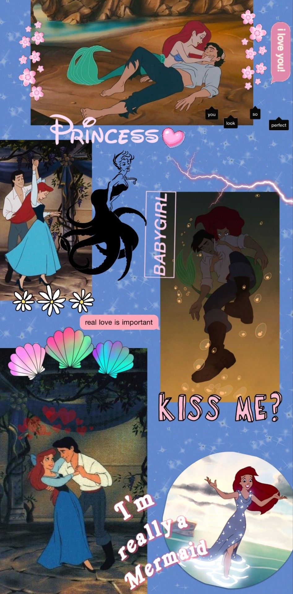 A collage of pictures with the words kiss me - Princess, Mulan