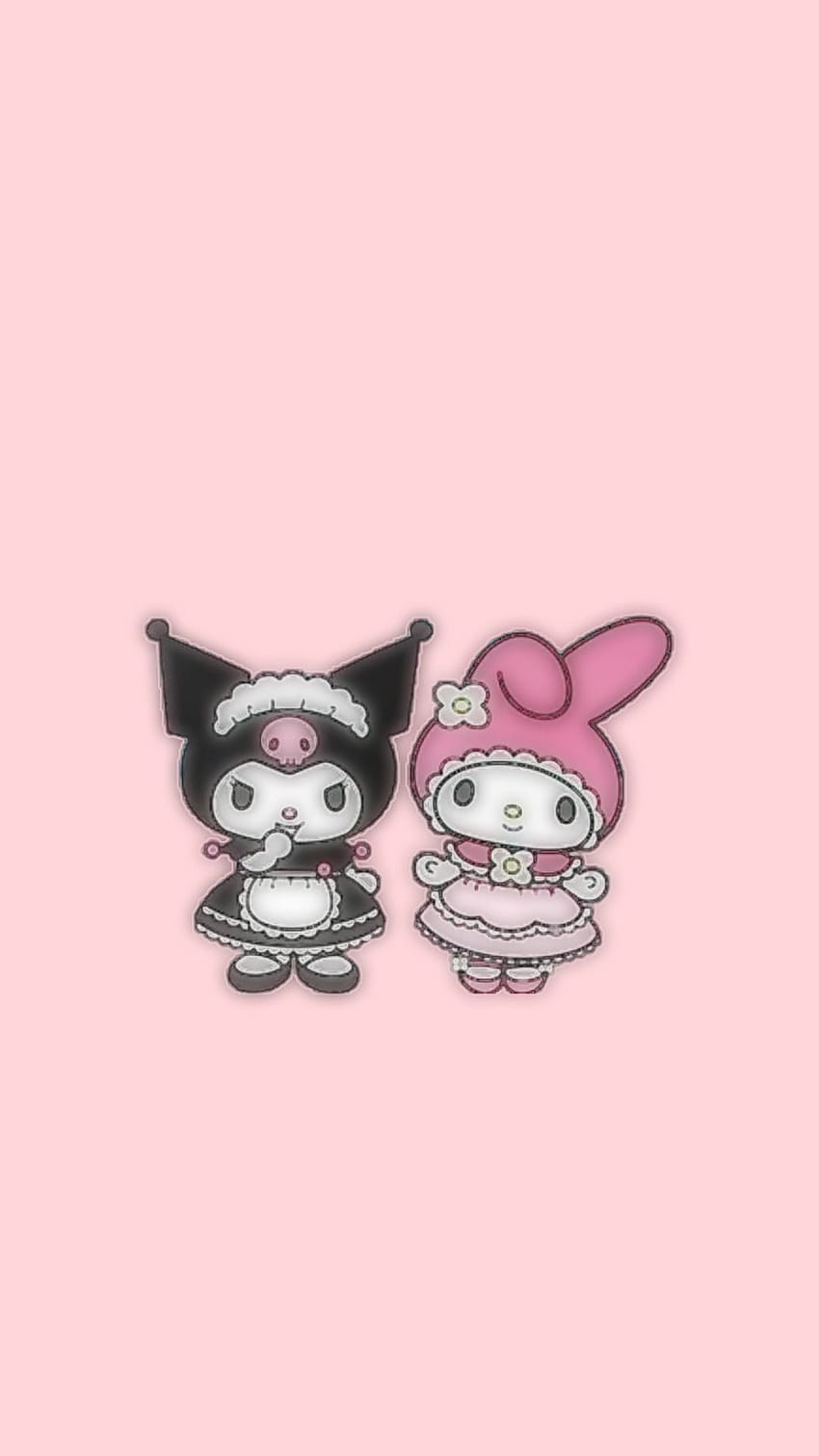 Two cute little girls with pink and black dresses - Hello Kitty