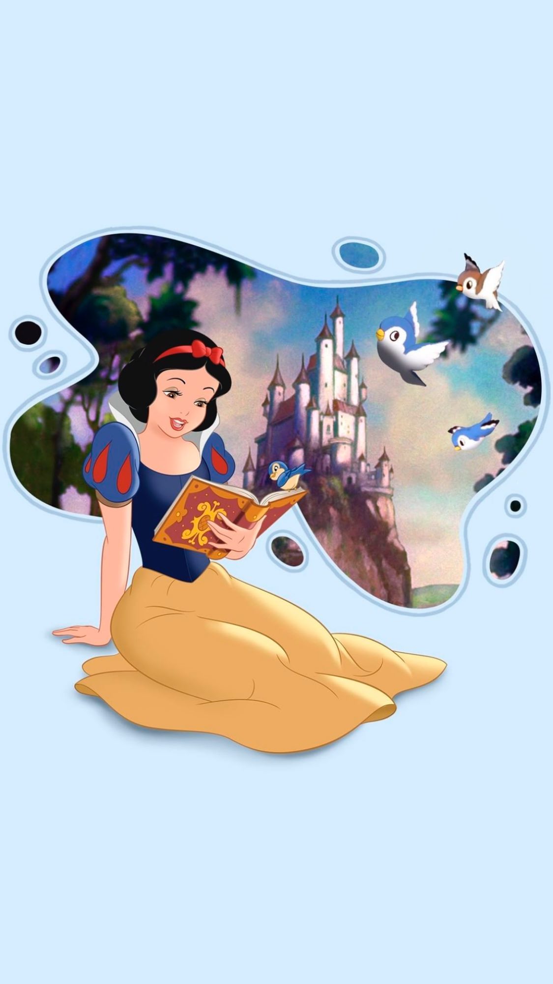 Snow White reading a book in front of her castle - Princess