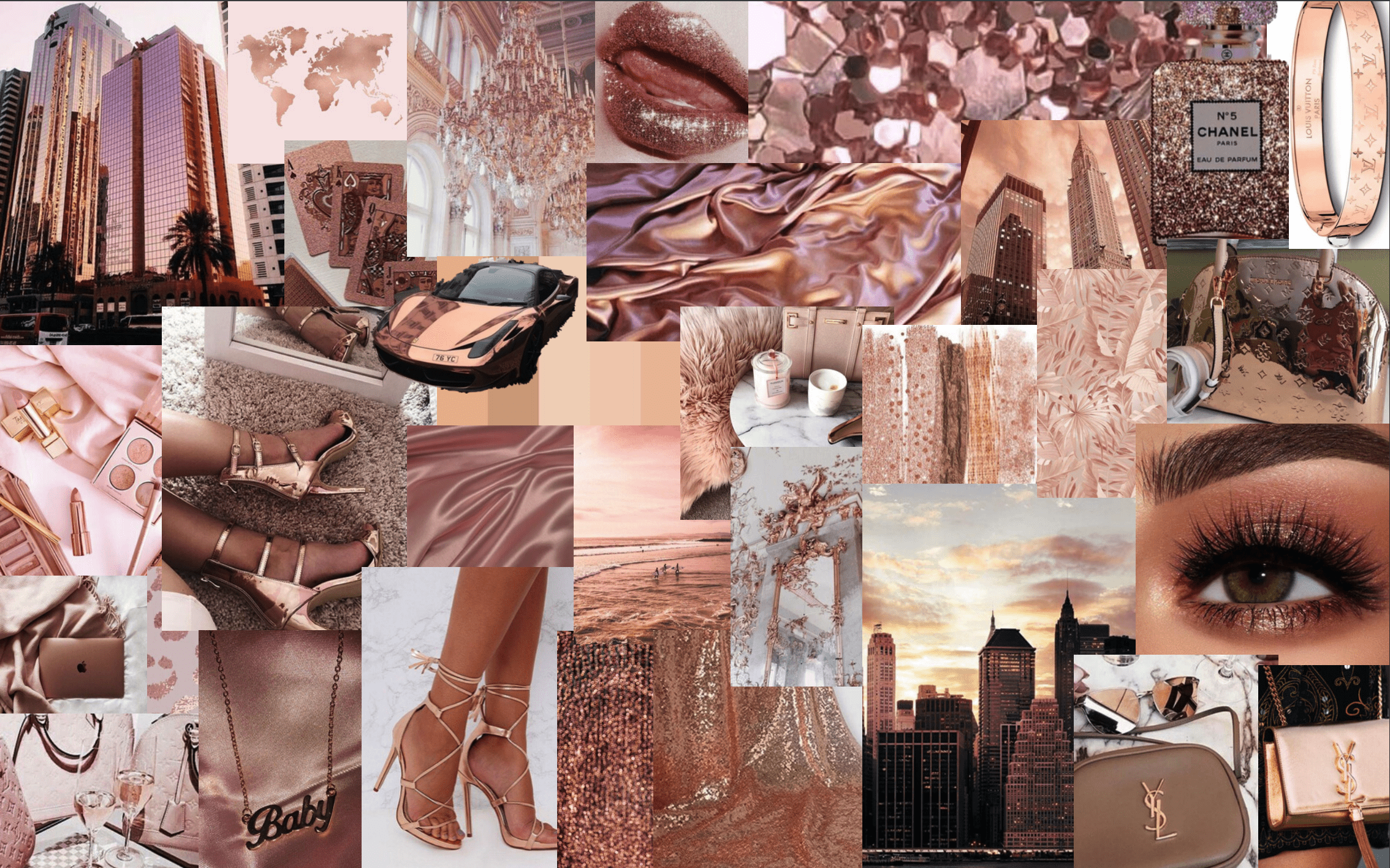 A collage of pictures with different colors - Rose gold