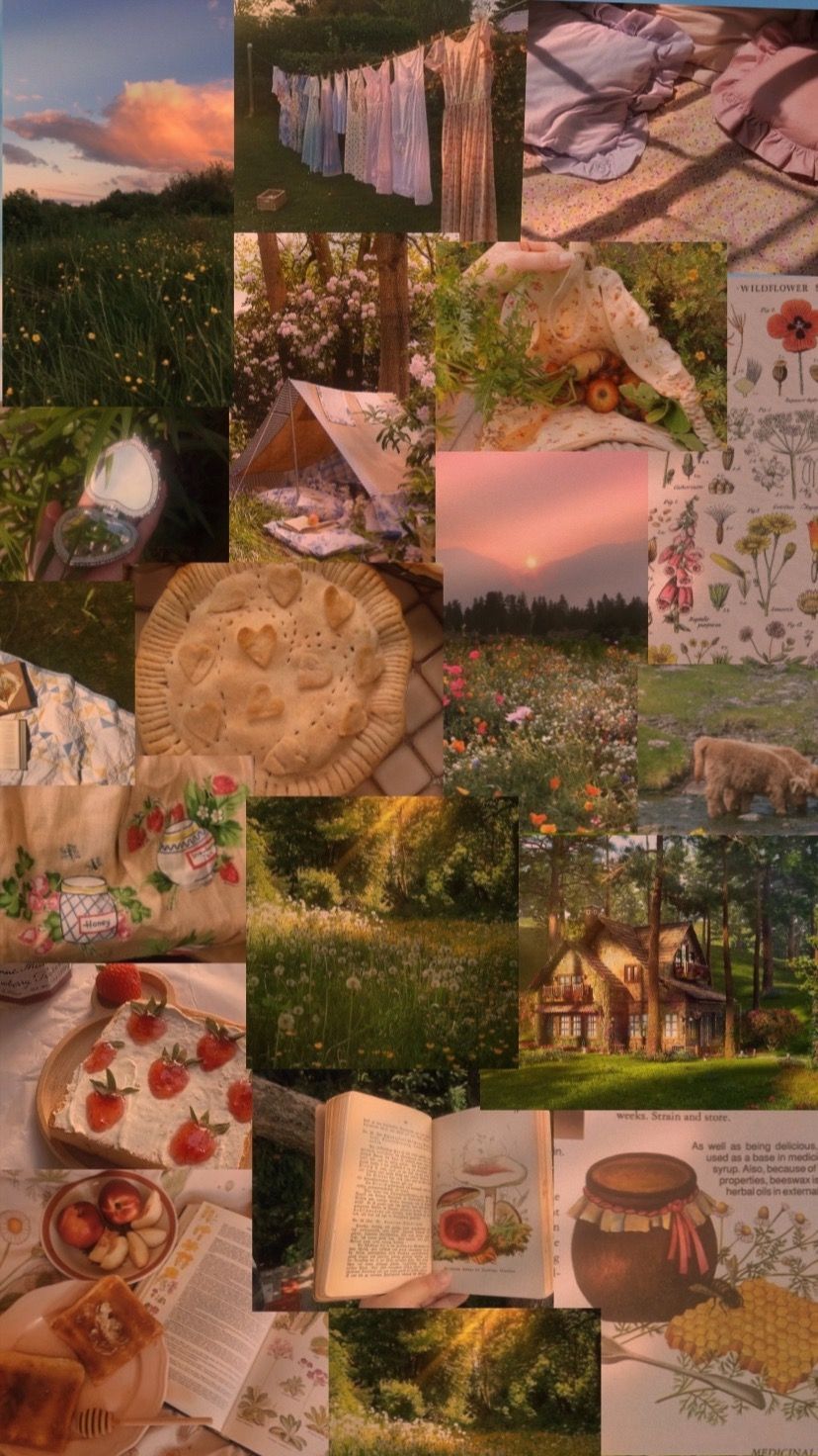 A collage of pictures showing different things - Cottagecore