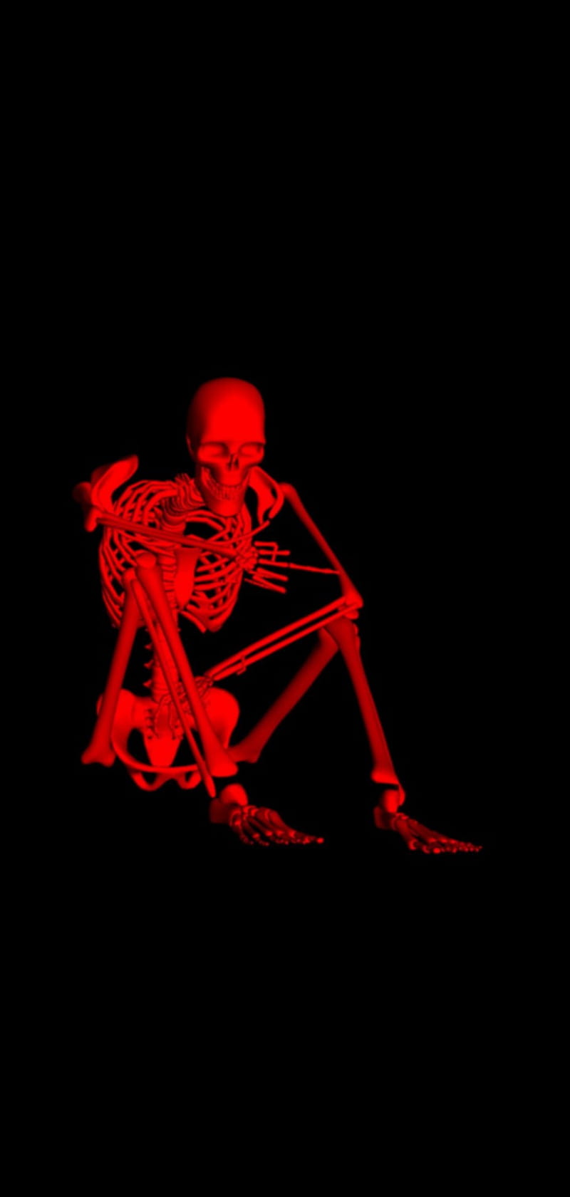 Red skeleton on a black background - Skeleton