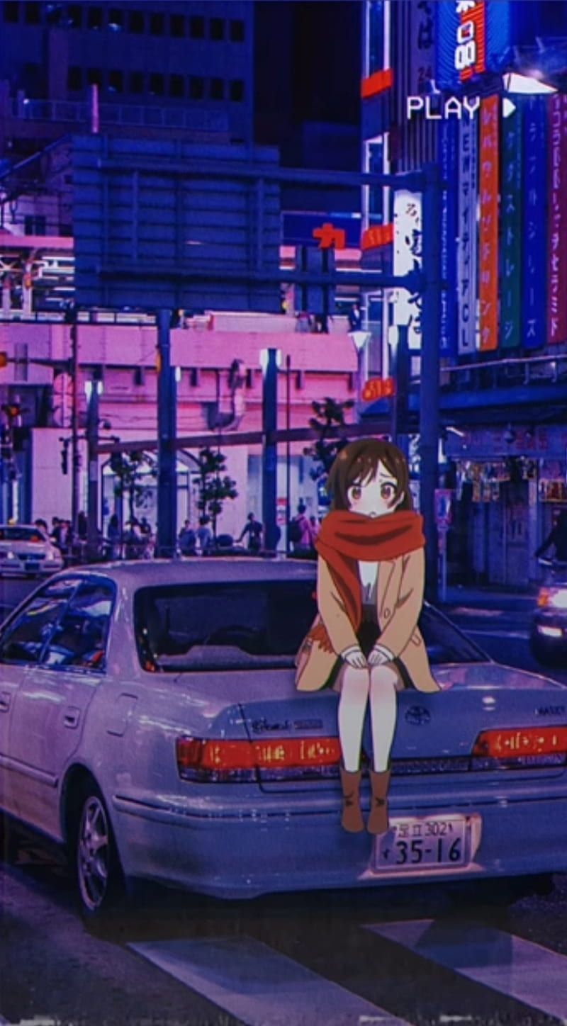 A girl sitting on top of the hood - JDM, cars