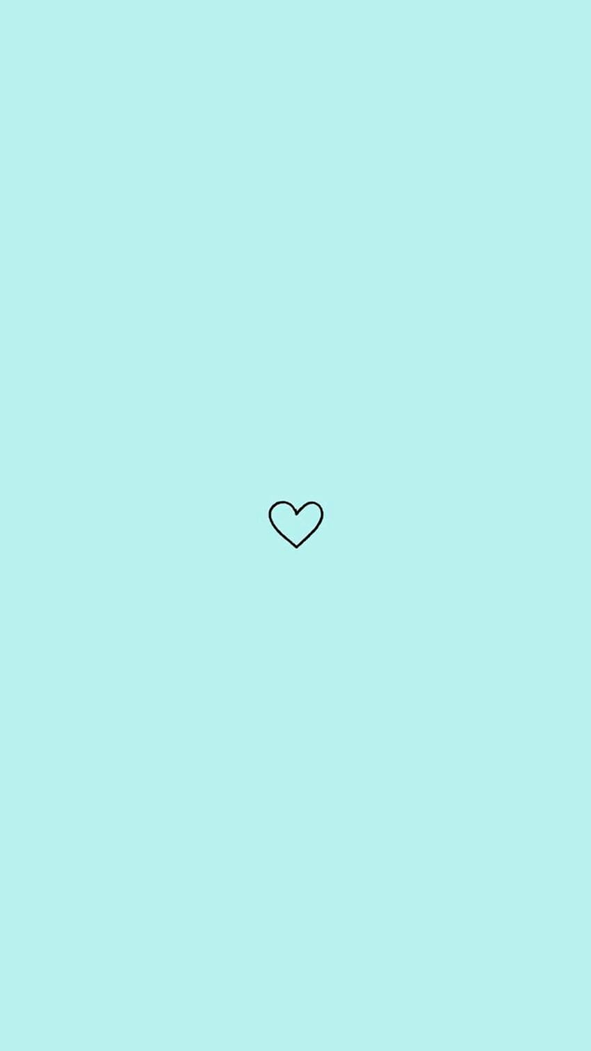 Minimalist blue background with a black heart in the middle - Teal