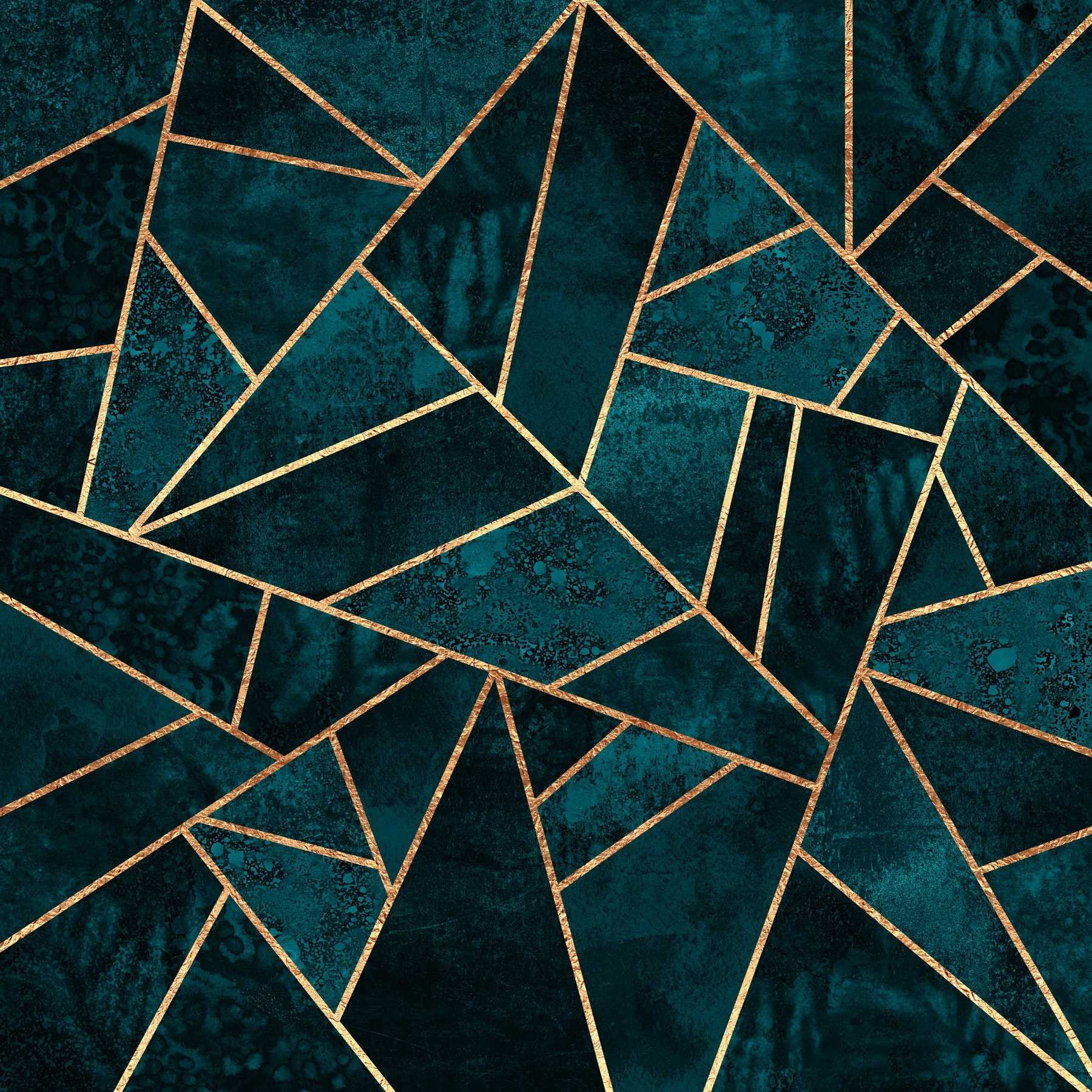 A teal and gold geometric pattern - Teal, cyan
