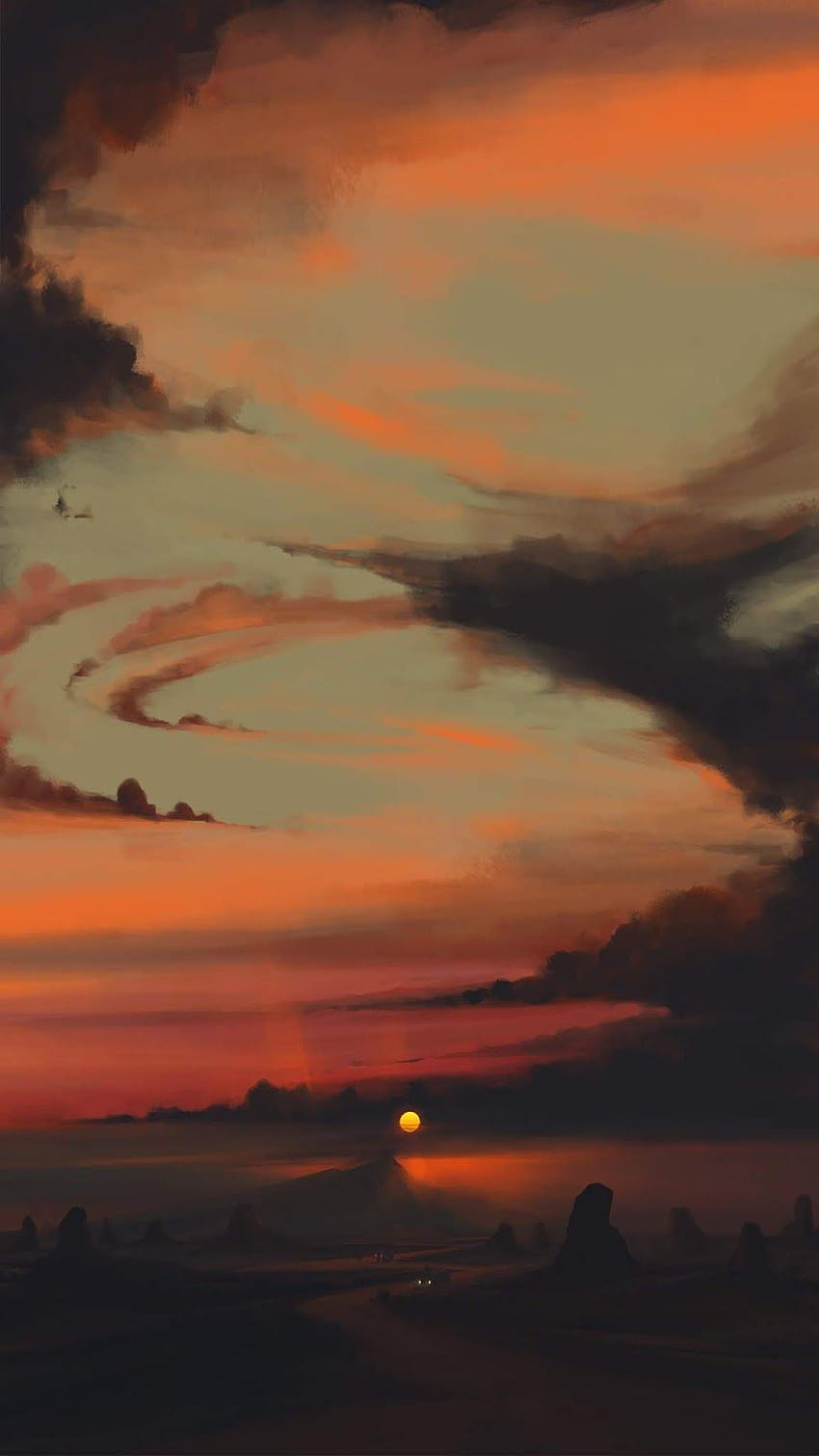 Aesthetic Sunset iPhone, Sunset Lofi HD phone wallpaper