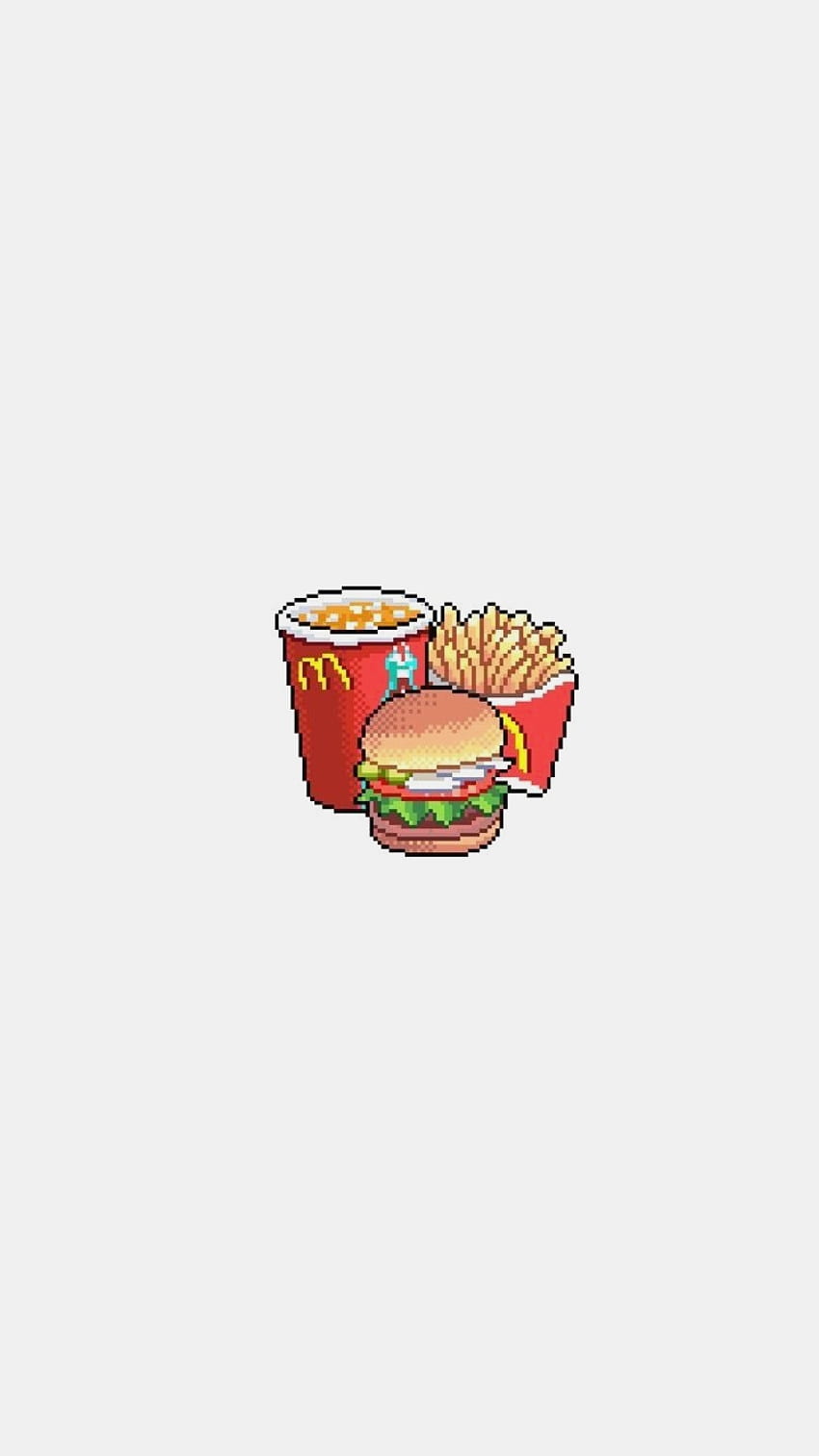 A pixelated hamburger, fries, and drink - Food, foodie