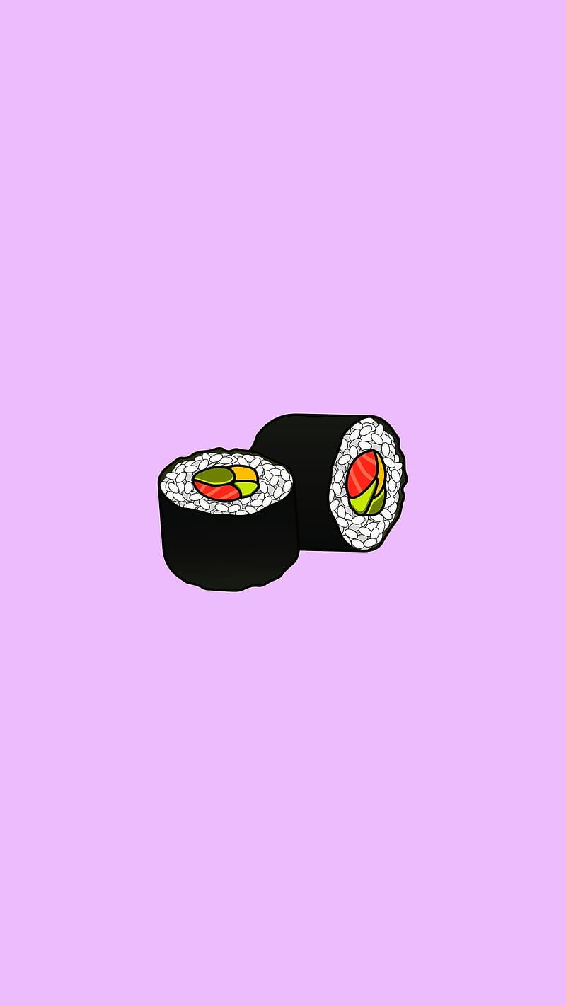 A sushi roll on pink background - Food, foodie, ramen, salmon, sushi