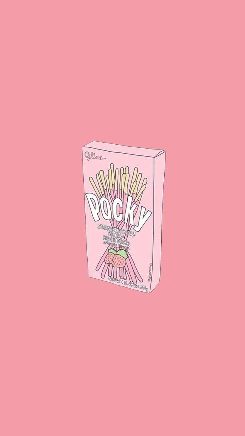 A pink box of Pocky with the word Pocky written in pink on the front - Food