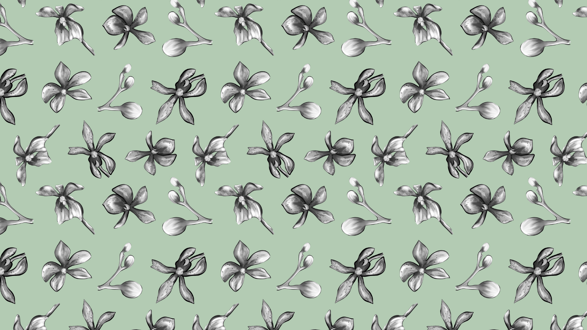- orchid pattern fabric by kate_s on spoonflower - Sage green, green