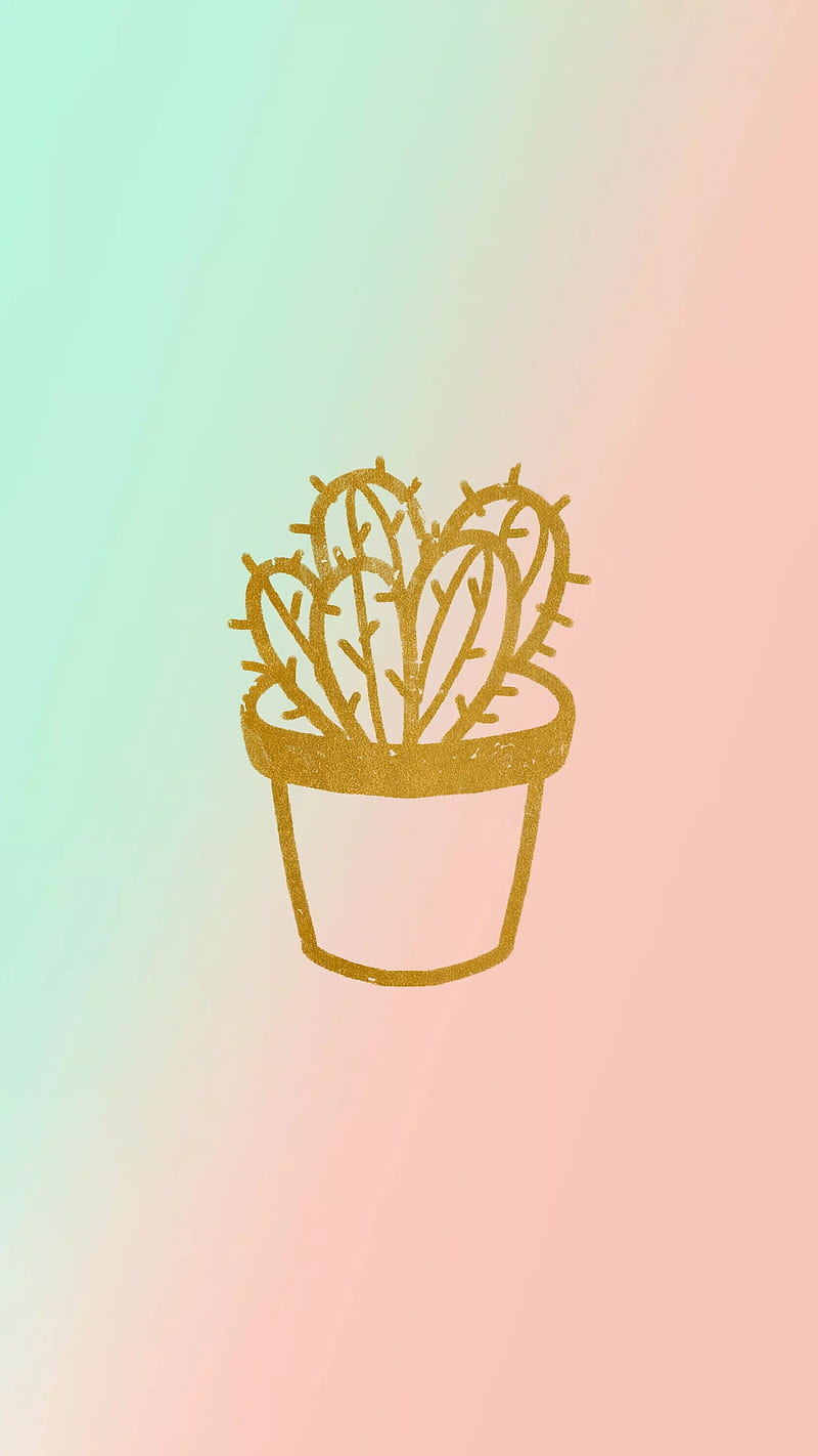 Cactus, cactus, green, pastel, pink, plant, HD phone wallpaper