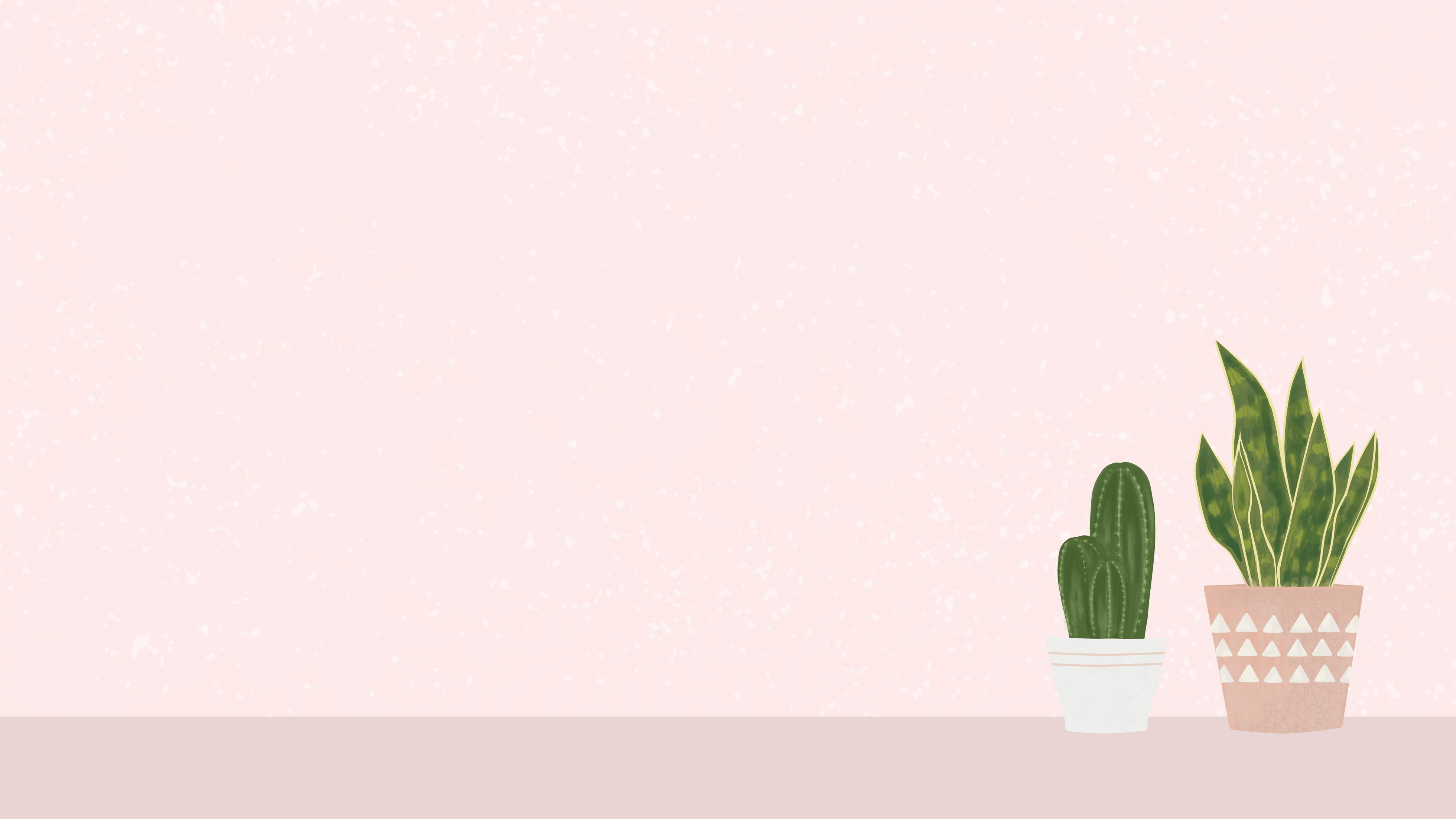 A pink background with two plants in it - Cactus