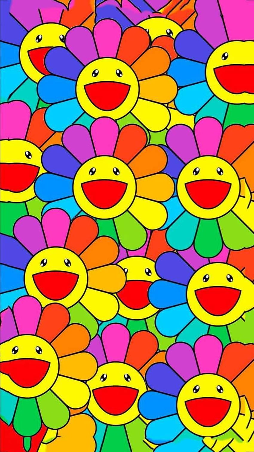 Indie Kid Flowers, aesthetic, rainbow, art, Colorful, cartoon, cute HD phone wallpaper