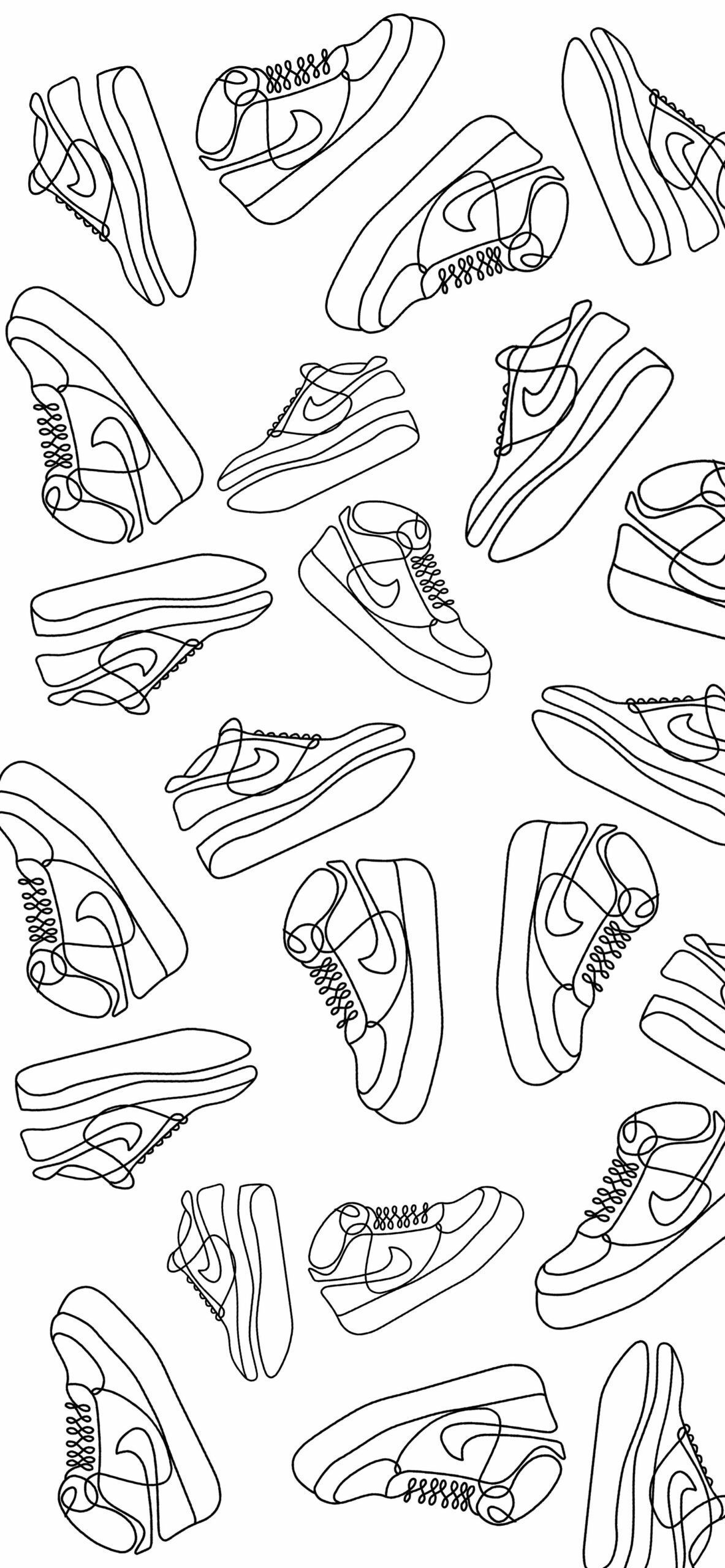 A pattern of shoes in black and white - Shoes, Nike