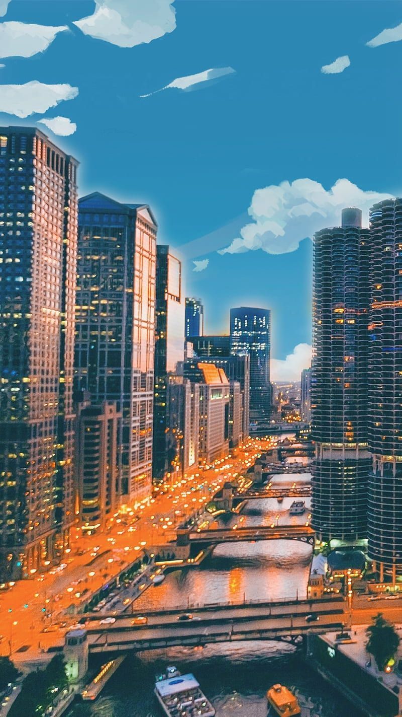 Citylandscape beta aesthetic, chicago, city, city landscape, cute, iphone, HD phone wallpaper