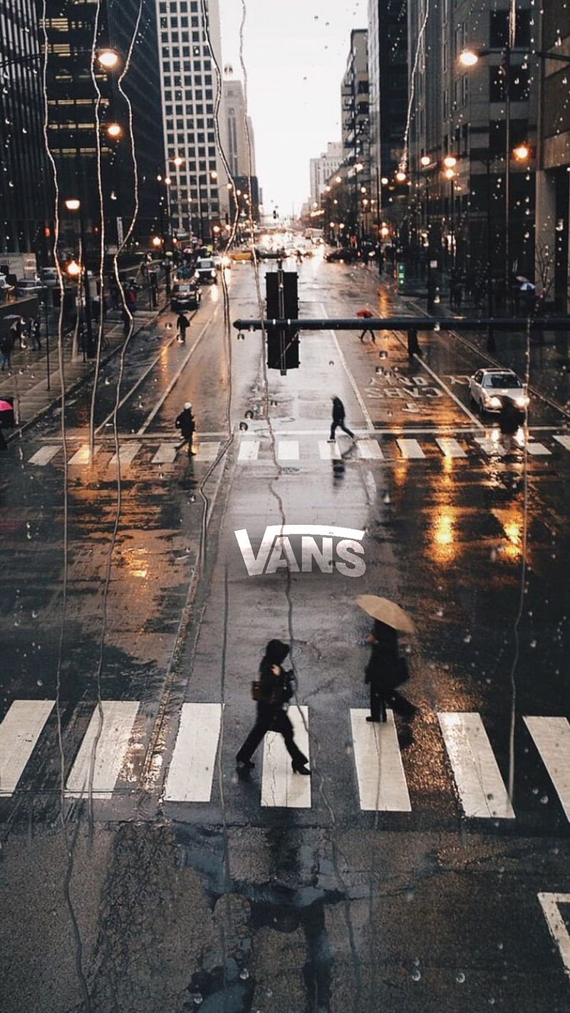 Vans X Street, aesthetic, new york, rain, HD phone wallpaper