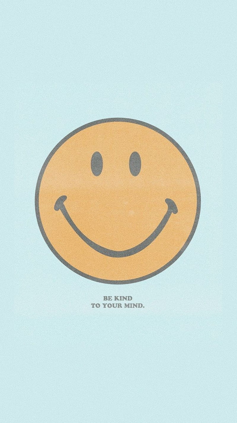 A blue background with a yellow smiley face in the middle and the words 