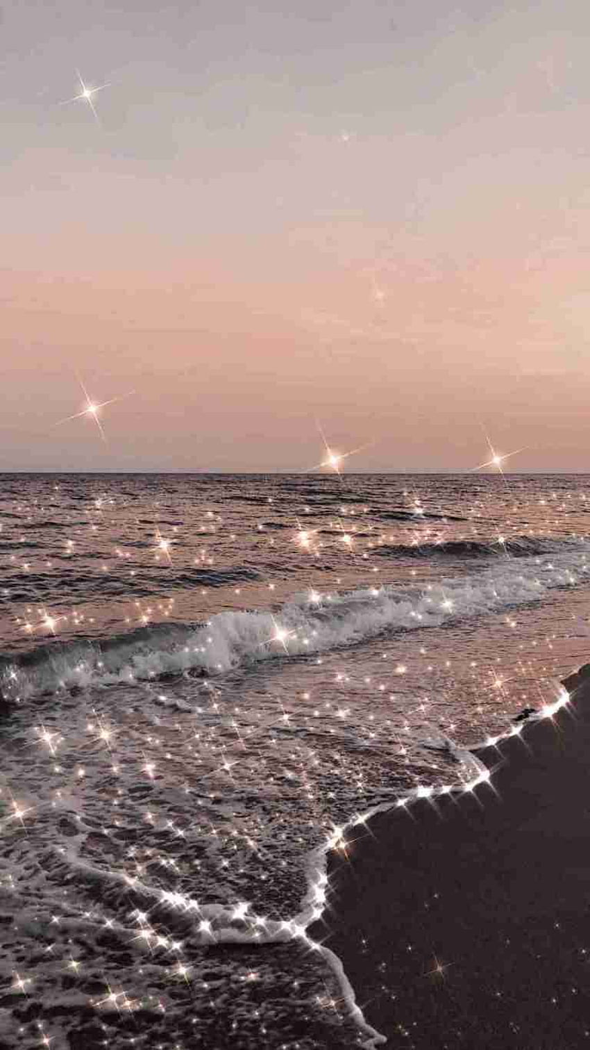The ocean at night with stars in it - Glitter, ocean
